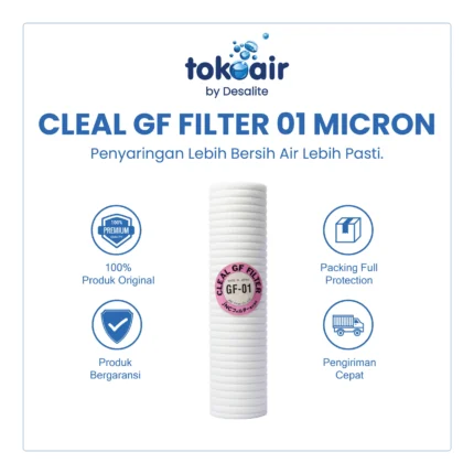 Komponen filter air bagian Cleal GF Filter 01 Micron cartridge spun media filter sedimen penyaring partikel halus sistem Filter RO.