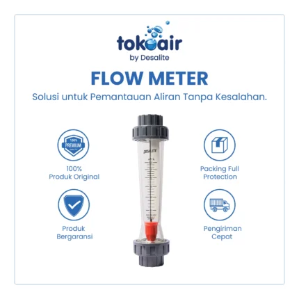 Komponen filter air bagian Flow Meter 6 m3/hour Desalite alat pengukur laju debit aliran air akrilik panel indikator sistem Filter RO.