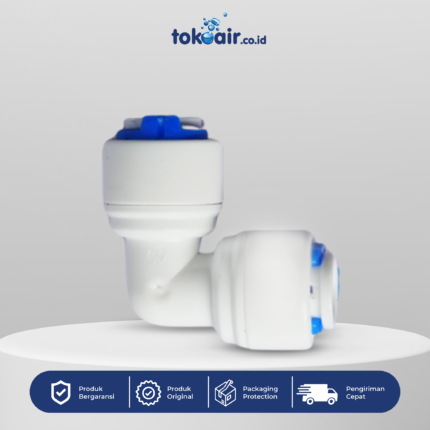 Komponen filter air bagian Elbow 1/4 Q Desalite fitting siku 90 derajat konektor selang plastik PP quick x quick sistem Filter RO.
