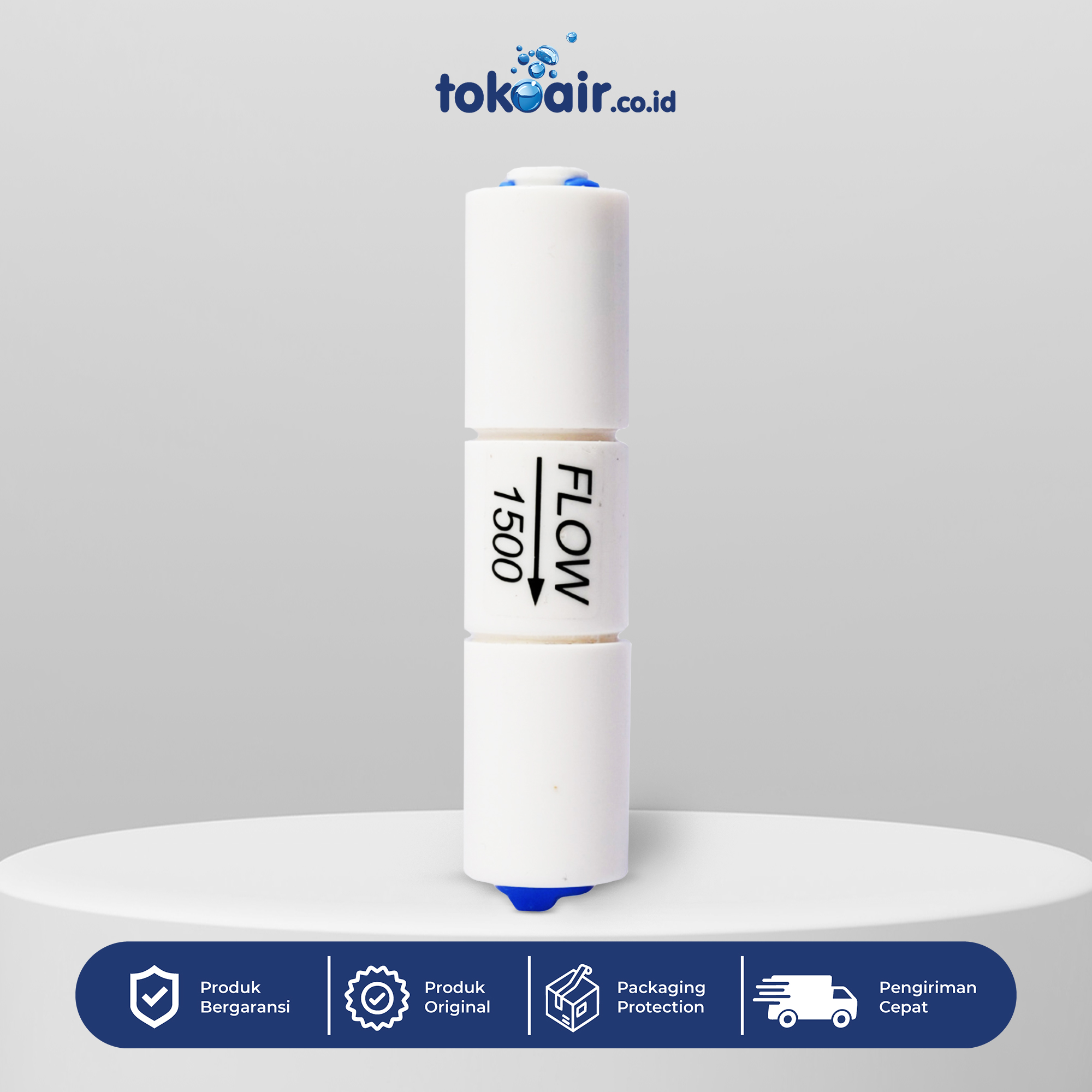 FLOW RESTRICTOR 1500 CC Komponen filter air bagian Flow Restrictor 1500 cc Desalite pengatur pembatas laju aliran air limbah pembuangan kapasitas besar inline sistem Filter RO.