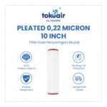 Komponen mikrofiltrasi pleated cartridge 0,22 micron 10 inch Desalite menyaring partikel halus bakteri mikroorganisme sistem Filter RO.