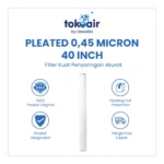 Komponen mikrofiltrasi pleated cartridge filter 0,45 micron 40 inch Desalite menyaring partikel halus kotoran debu sedimen mikro sistem Filter RO.