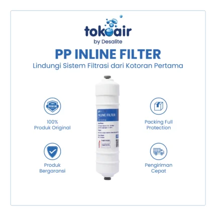 Komponen filter air pp inline filter Desalite sedimen polypropylene langsung sambung selang menyaring pasir lumpur karat partikel kotoran sistem Filter RO.