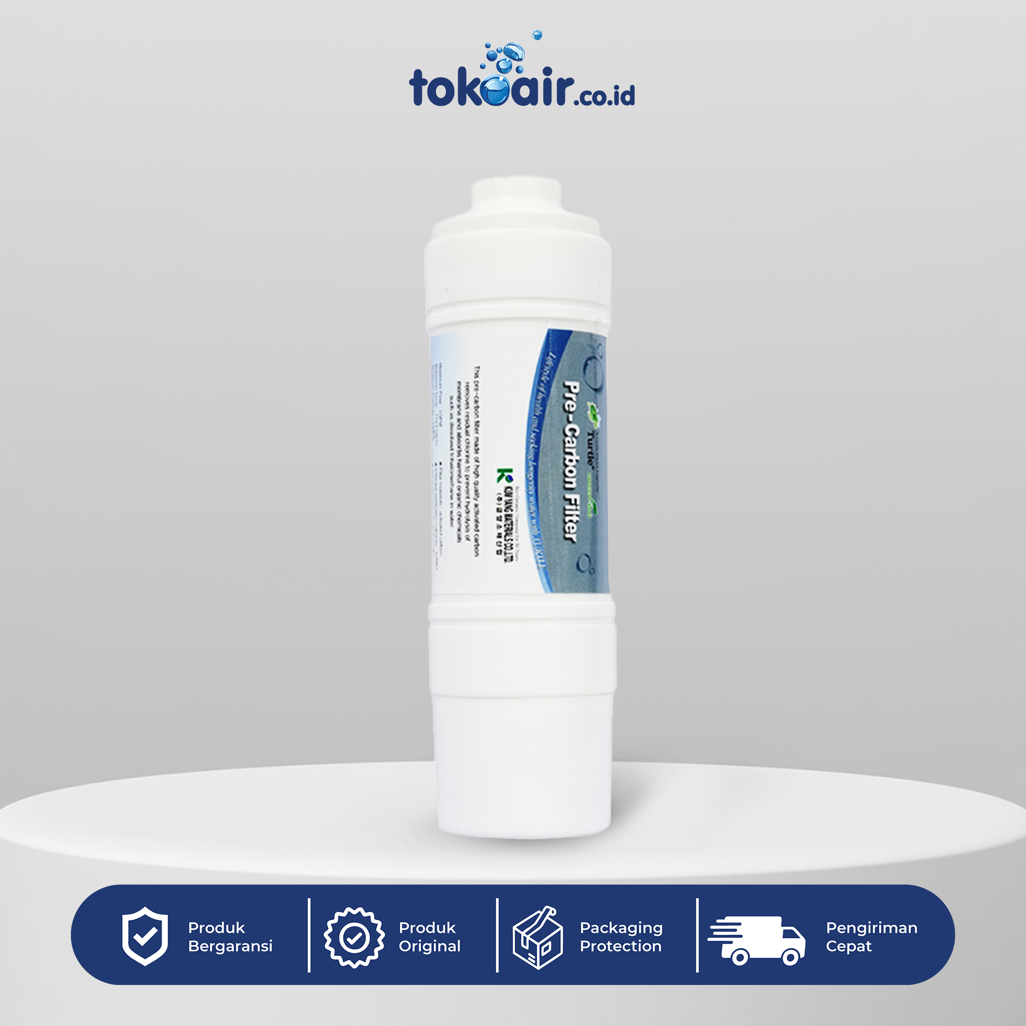 PRE CARBON FILTER INLINE Komponen filter air pre carbon filter inline Desalite tipe langsung sambung selang menyerap klorin bau rasa tidak sedap senyawa organik sistem Filter RO.