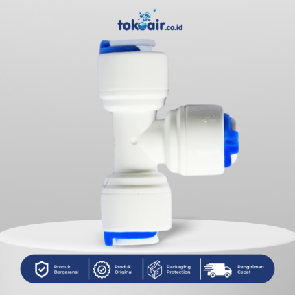 Komponen filter air bagian Fitting Tee 3/8 Q Desalite konektor sambungan cabang tiga selang plastik PP quick connector sistem Filter RO.