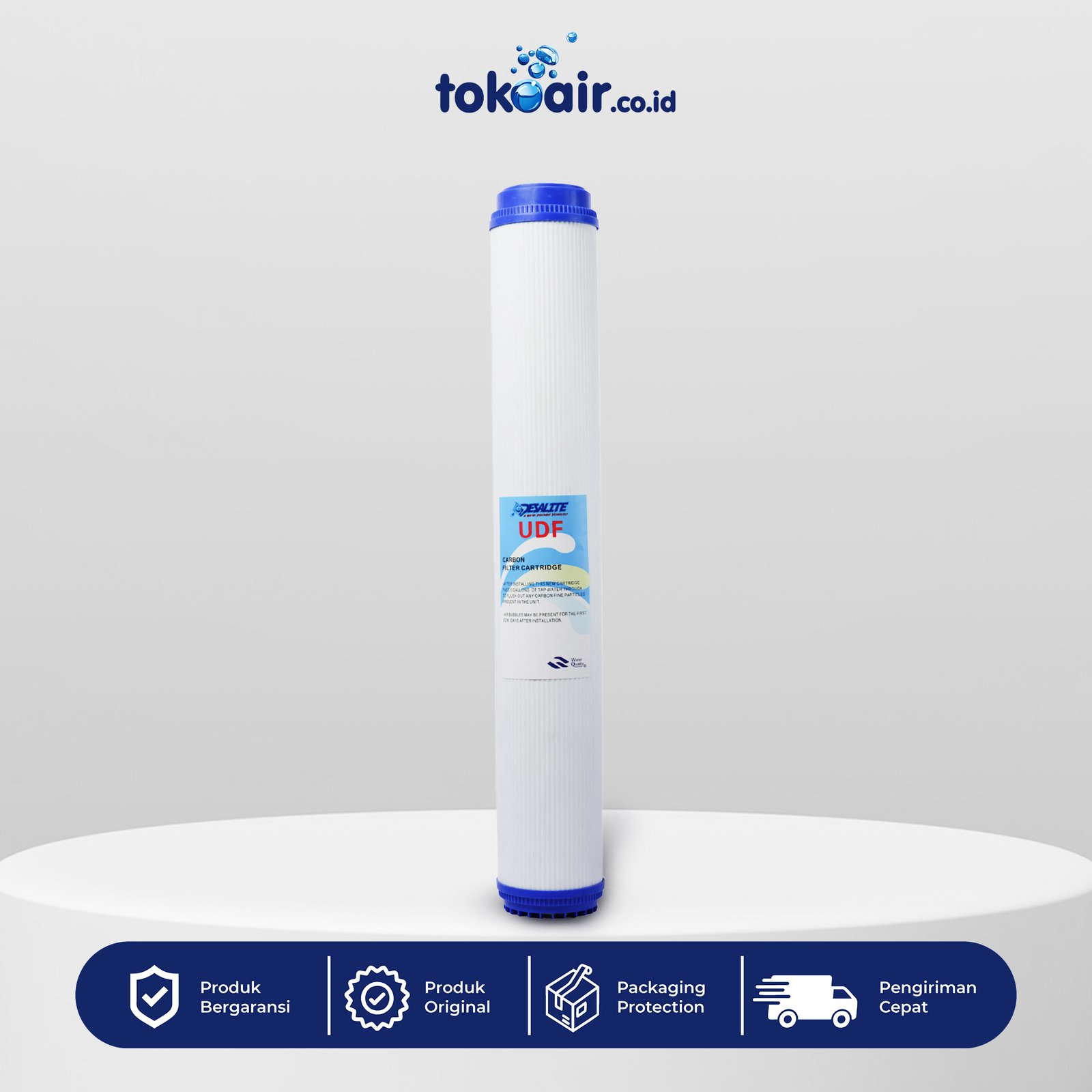 UDF CARBON FILTER Komponen filter air cartridge housing biru UDF Carbon Filter media karbon aktif granular penyerap klorin bau rasa sistem Filter RO.