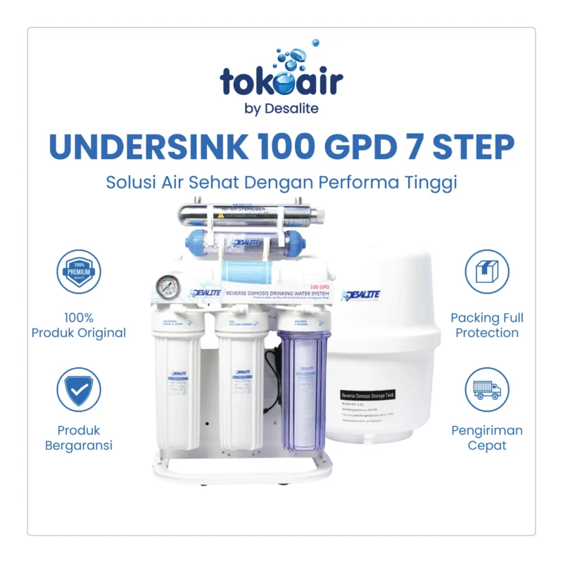 Mesin RO Undersink 100 GPD 7 step filter air minum alkalin mineral.