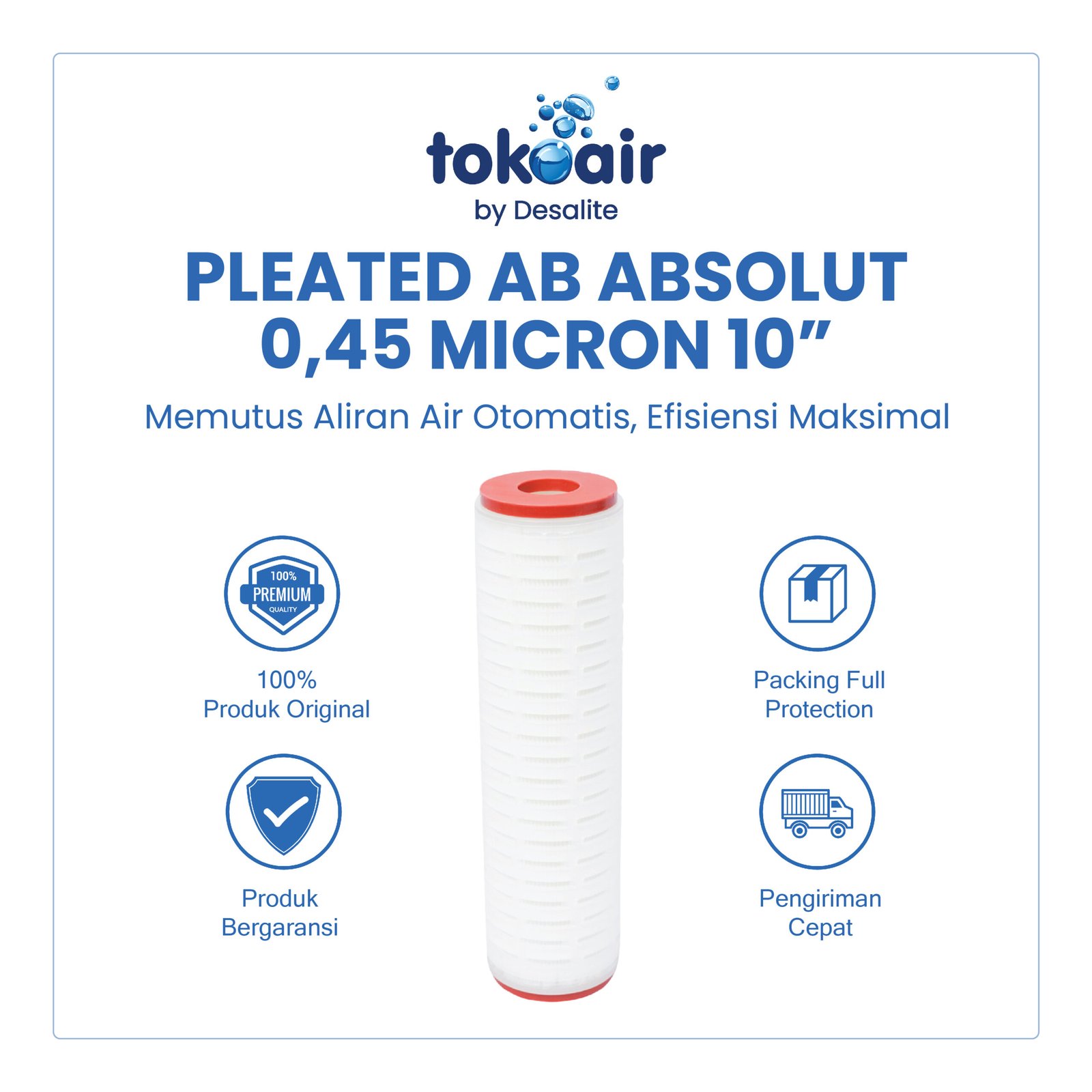 AB ABSOLUT 0,45 MIKRON 10'' Pleated filter AB ABSOLUT 0,45 micron 10 inch catridge filter lipat halus.