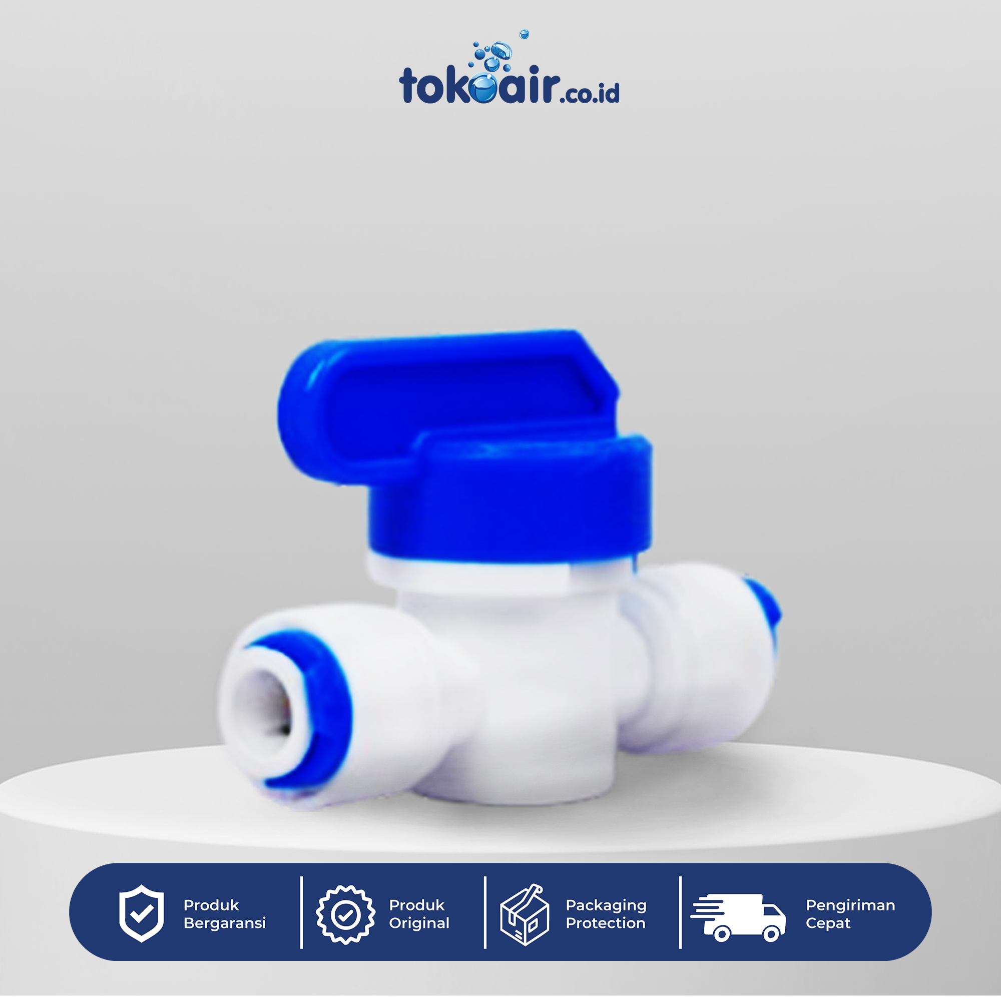 BALLVALVE 1/4"Q Komponen filter air bagian Ball Valve 1/4 Q Desalite kran selang katup pengatur buka tutup aliran plastik PP quick connector sistem Filter RO.