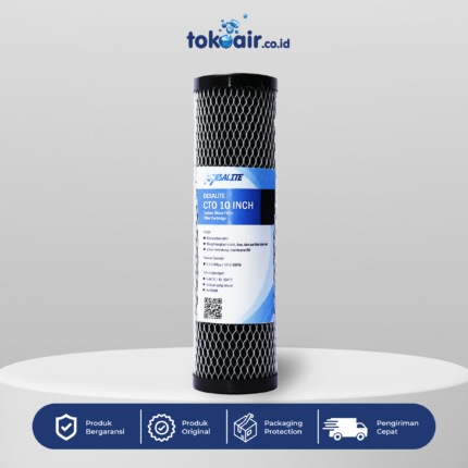 Komponen filter air bagian CTO 10" Desalite cartridge carbon block media filter karbon aktif penyerap klorin bau rasa sistem Filter RO.