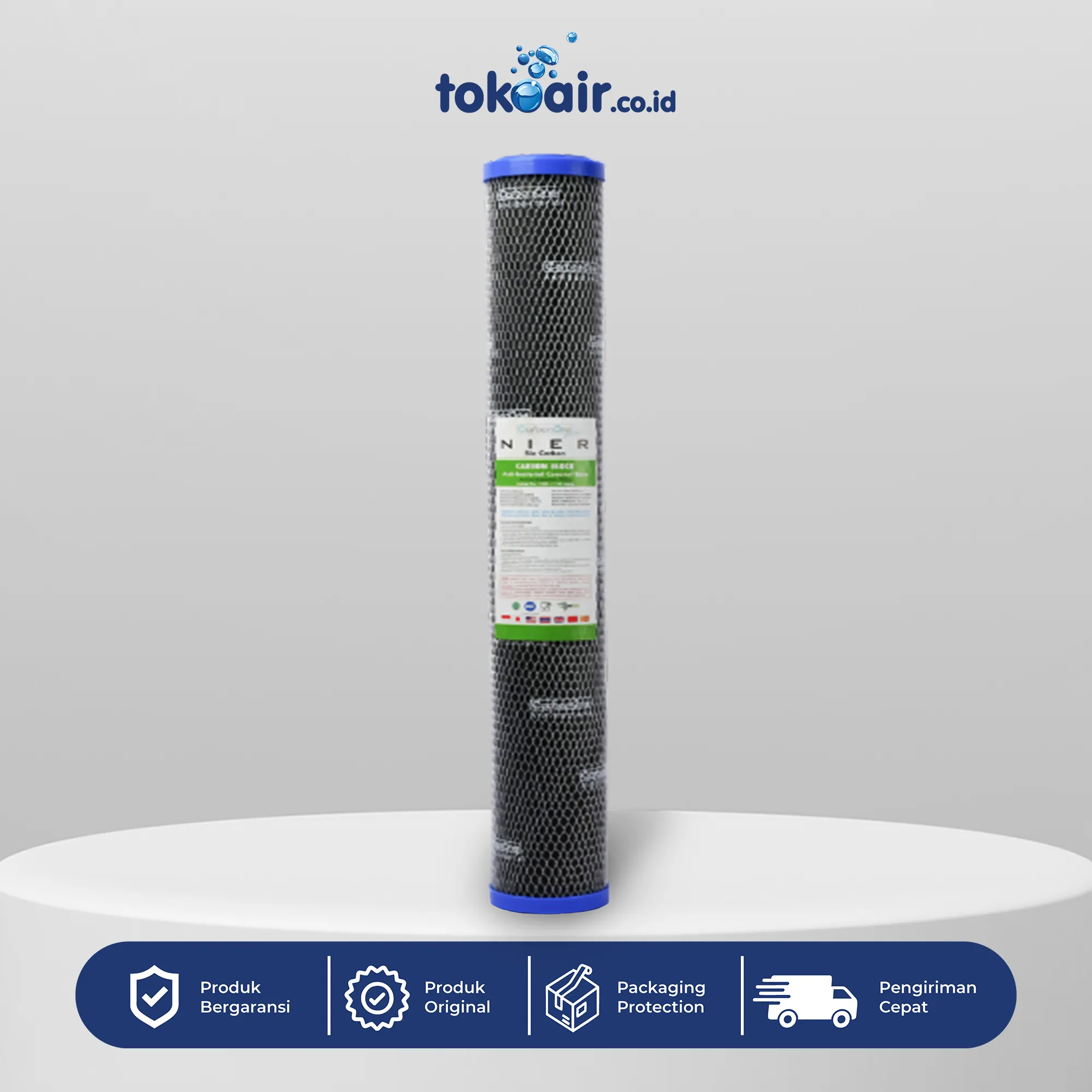 CTO 20" AB NIER Komponen filter air bagian CTO 20" AB NIER Desalite cartridge carbon block media filter anti bakteri penyerap klorin bau rasa sistem Filter RO.