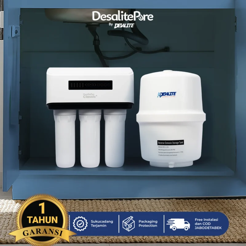 Filter air minum sistem Filter RO Classic+ Desalite untuk menyaring air agar menjadi air bersih dan sehat.
