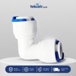 Komponen filter air bagian Elbow 3/8 Q Desalite fitting siku 90 derajat konektor sambungan dua selang plastik PP quick connector sistem Filter RO.