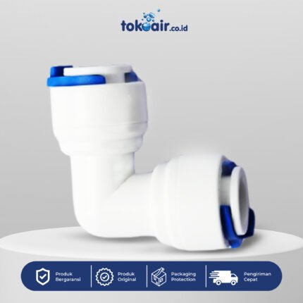 Komponen filter air bagian Elbow 3/8 Q Desalite fitting siku 90 derajat konektor sambungan dua selang plastik PP quick connector sistem Filter RO.