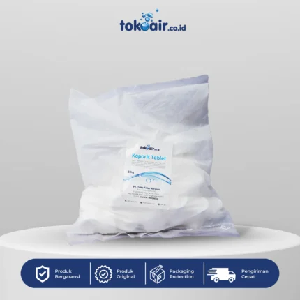 Komponen filter air bagian Kaporit Tablet 1 kg Desalite chlorine padat desinfektan pembunuh bakteri kuman mikroorganisme pemeliharaan sistem Filter RO.