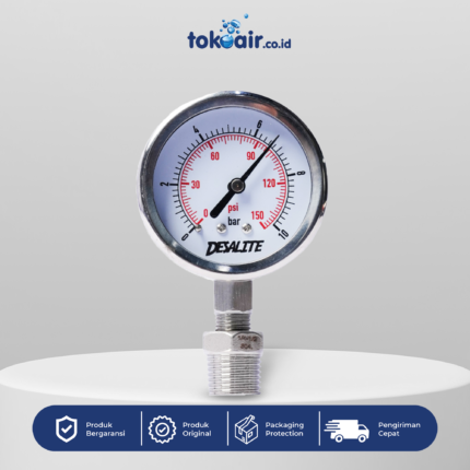 Komponen pressure gauge 150 psi Desalite alat ukur tekanan air manometer kaca transparan sirkulasi pemantau sistem Filter RO.