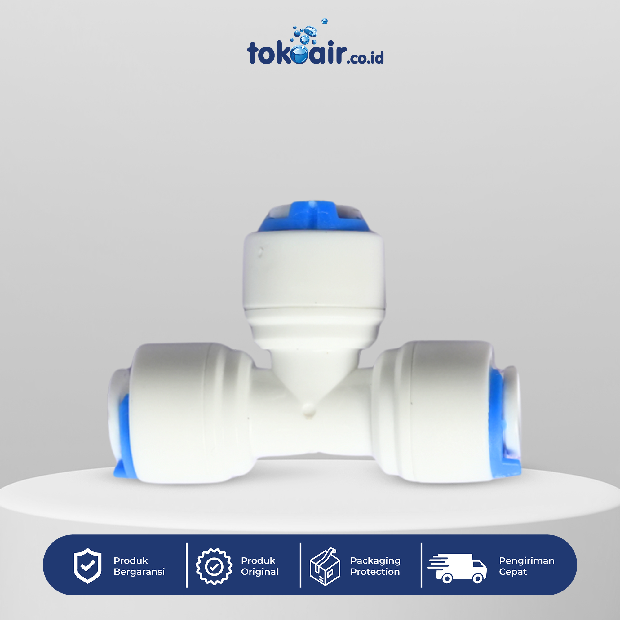 TEE 1/4" Q Komponen filter air bagian Fitting Tee 1/4 Q Desalite konektor sambungan cabang tiga selang plastik PP quick connector sistem Filter RO.