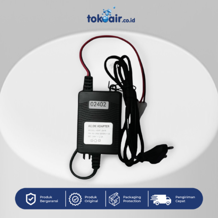 Komponen elektrikal mesin filter air berupa AC DC Adapter Power Supply untuk menyuplai daya sistem Filter RO.