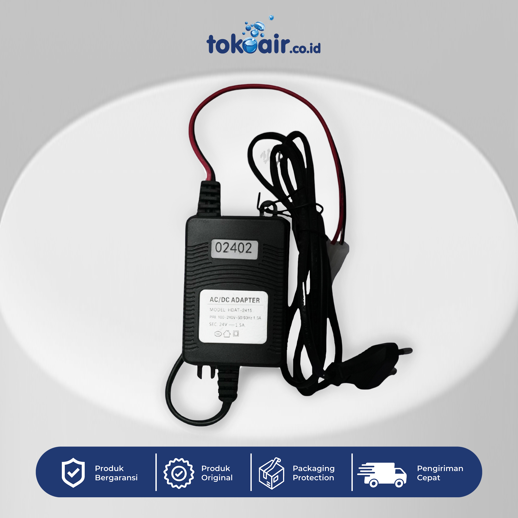 AC DC ADAPTER Komponen elektrikal mesin filter air berupa AC DC Adapter Power Supply untuk menyuplai daya sistem Filter RO.