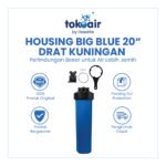 Komponen filter air housing big blue 20 inch drat kuningan Desalite wadah biru kapasitas besar dilengkapi ulir tembaga saringan sistem Filter RO.