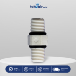 Komponen filter air bagian Double Nipple 1/4" Desalite fitting sambungan drat luar luar male male konektor pipa selang sistem Filter RO.
