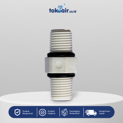 Komponen filter air bagian Double Nipple 1/4" Desalite fitting sambungan drat luar luar male male konektor pipa selang sistem Filter RO.