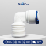 Komponen filter air bagian Elbow 3/8 Q x 1/2 DL Desalite fitting siku 90 derajat sambungan selang ke drat luar plastik PP quick connector sistem Filter RO.
