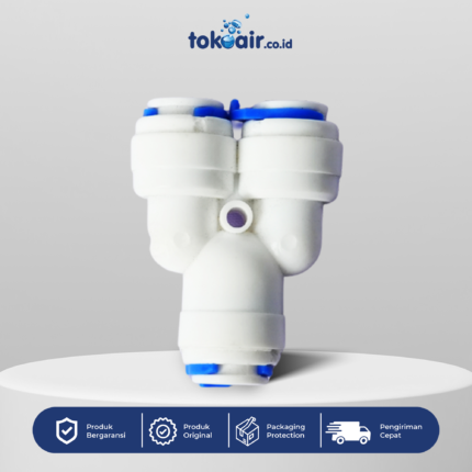 Komponen filter air bagian Fitting RO Tee Y 3/8 Desalite konektor cabang berbentuk Y pembagi penyatu aliran dua selang plastik PP sistem Filter RO.