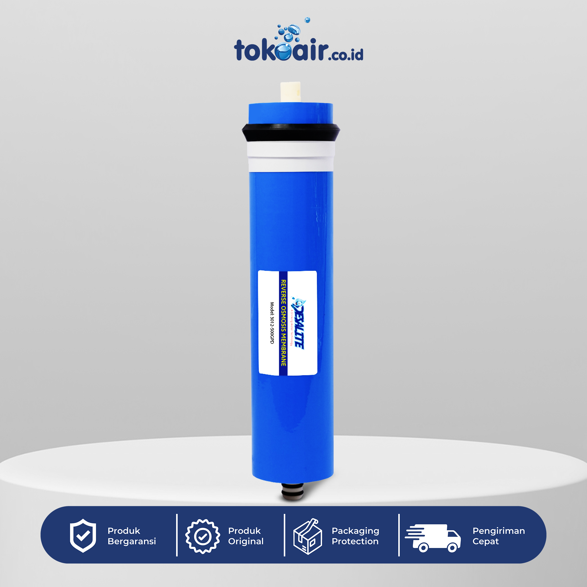 MEMBRANE RO 500 GPD TIPE 3012 Komponen filter air bagian Membrane RO 500 GPD tipe 3012 Desalite lembaran membran reverse osmosis diameter 3 inch penyaring bakteri logam berat sistem Filter RO.