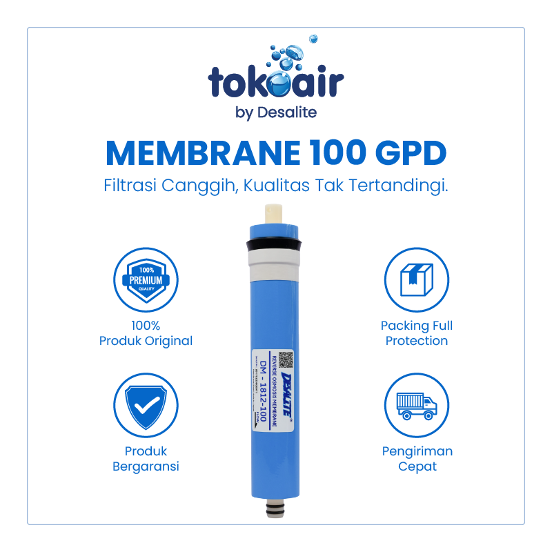 MEMBRANE RO 100 GPD Komponen filter air bagian Membrane RO 100 GPD Desalite lembaran membran reverse osmosis penyaring bakteri logam berat sistem Filter RO.