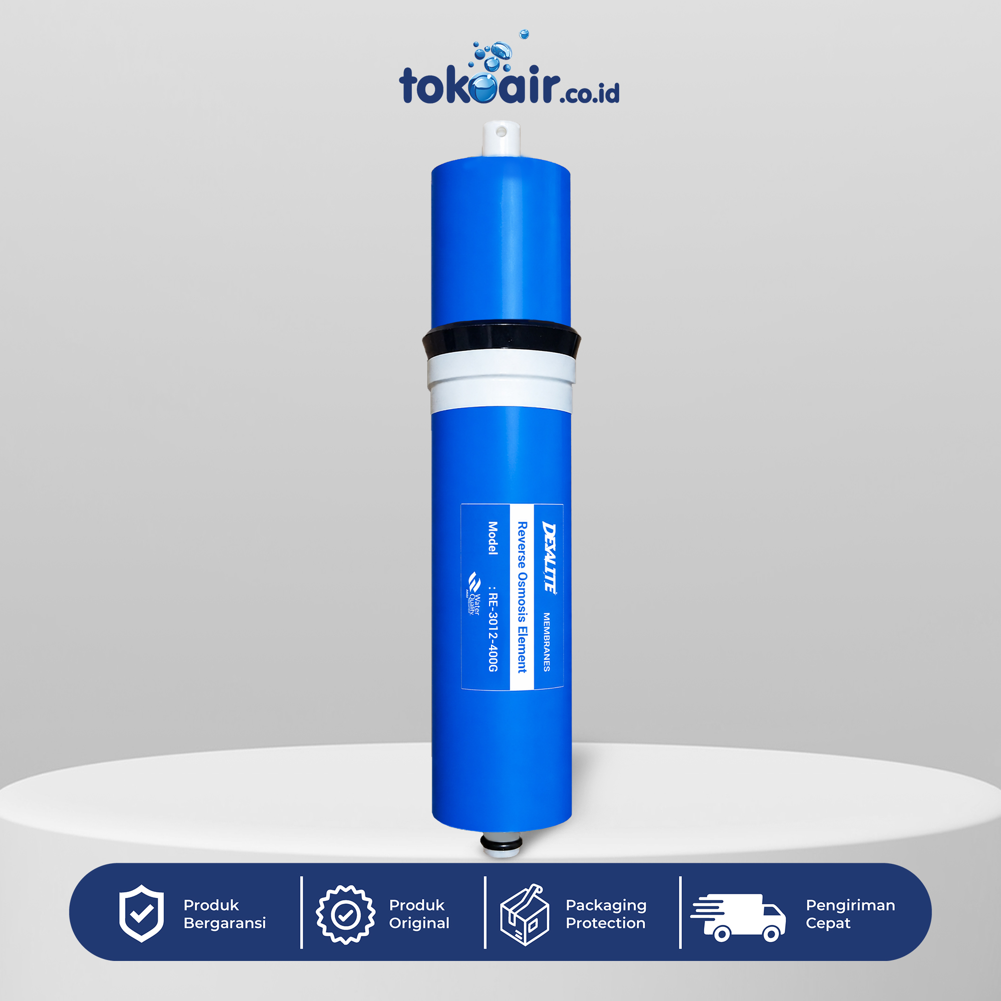 MEMBRANE RO 400 GPD TIPE 3013 Komponen filter air bagian Membrane RO 400 GPD tipe 3013 Desalite lembaran membran reverse osmosis diameter 3 inch penyaring bakteri logam berat sistem Filter RO.