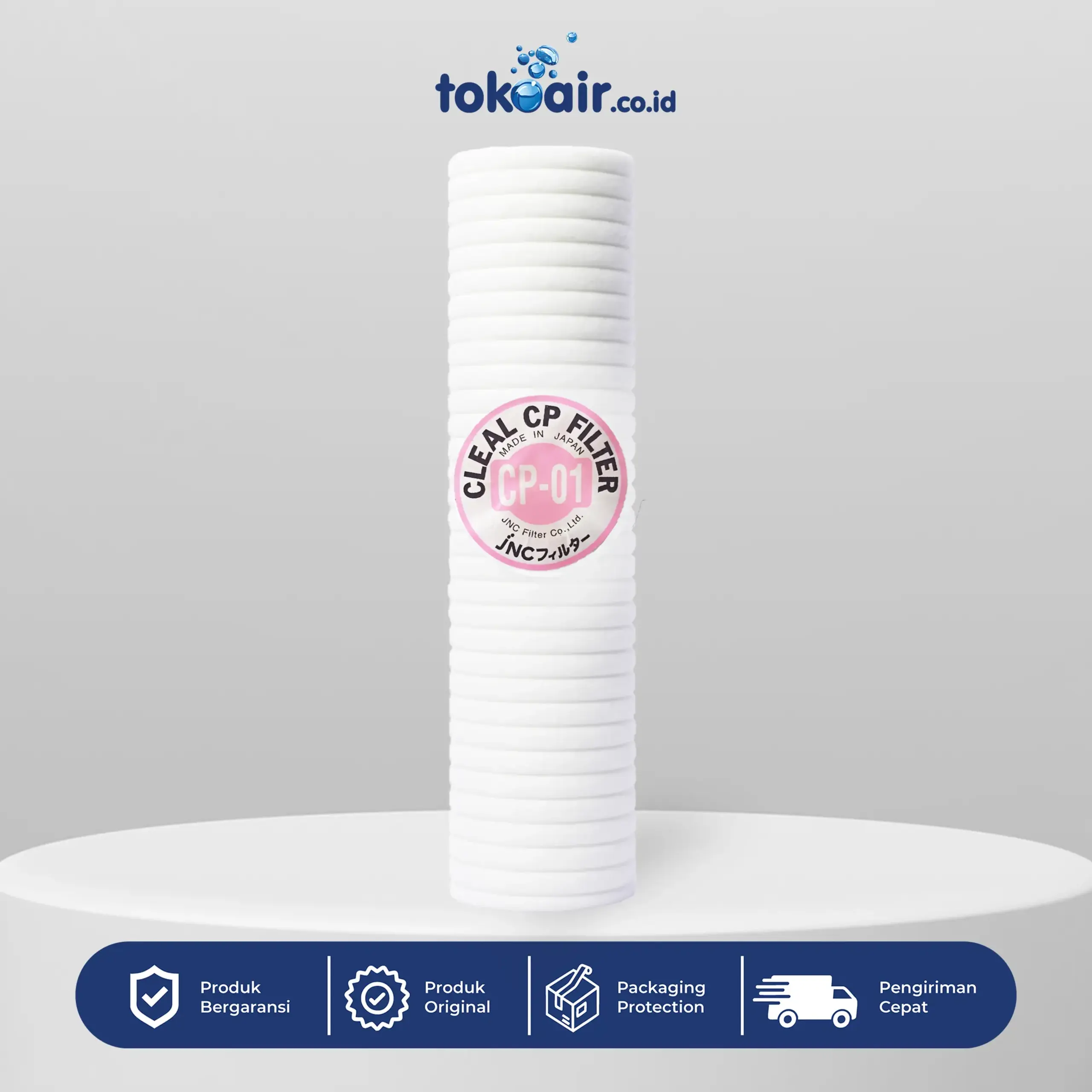 CLEAL CP FILTER 1 10" Komponen filter air Cleal CP Filter 01 ukuran 10 inch 0.1 micron Desalite tipe cartridge penyaring sedimen partikel halus sistem Filter RO.
