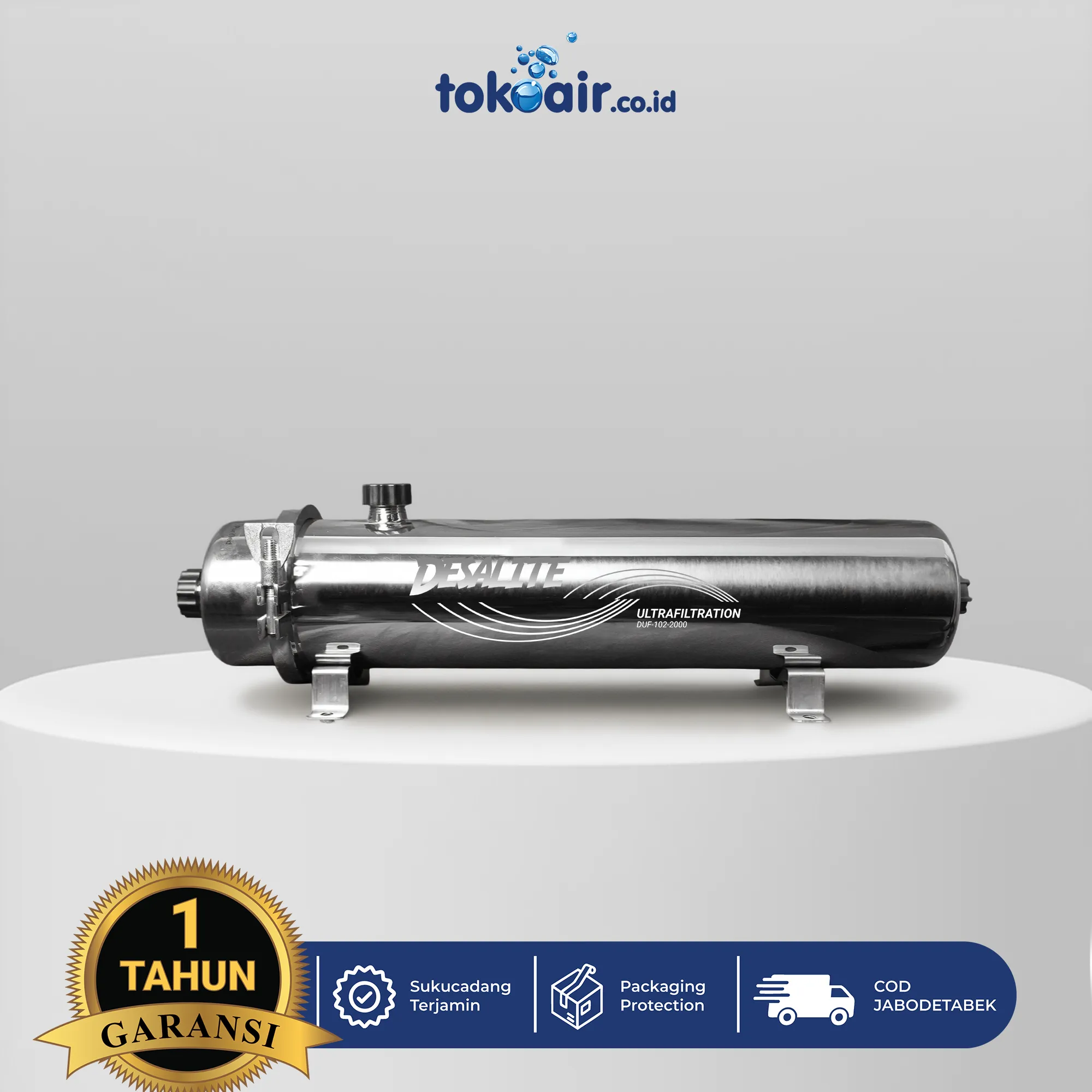 (COVER) 102-2000 Membran Ultrafiltrasi UF 102 - 2000 Merk Desalite dalam Casing Stainless Steel