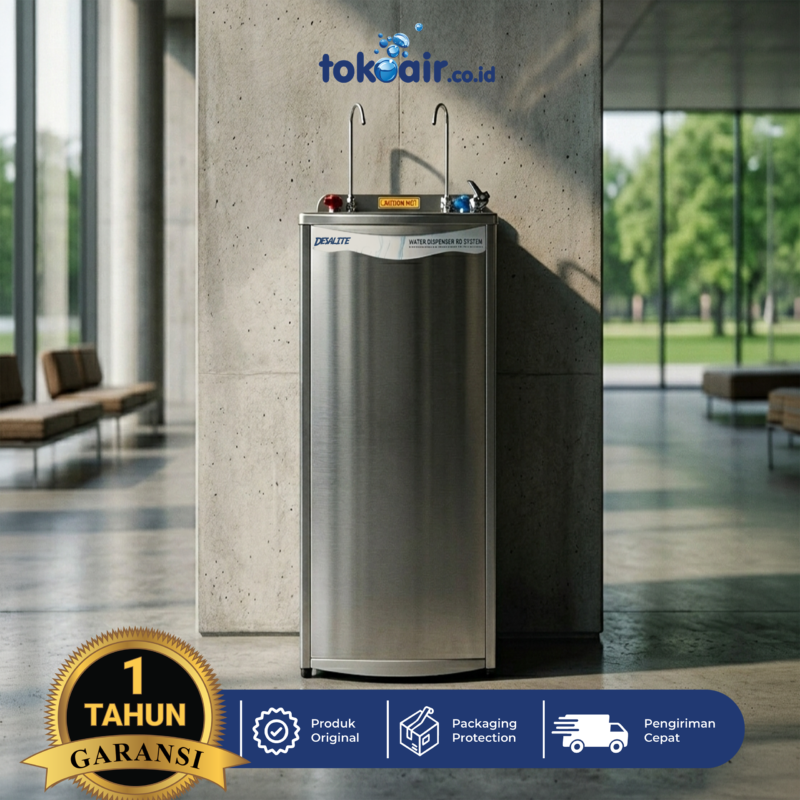 Dispenser Air RO Desalite DP-50B standing stainless steel untuk pemurni air minum tanpa galon
