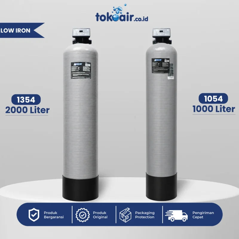 Komponen filter air Low Iron Removal tabung FRP Manganese Anthracite Greensand Desalite mekanisme otomatis penjelas solusi air keruh berminyak endapan hitam sistem Filter RO