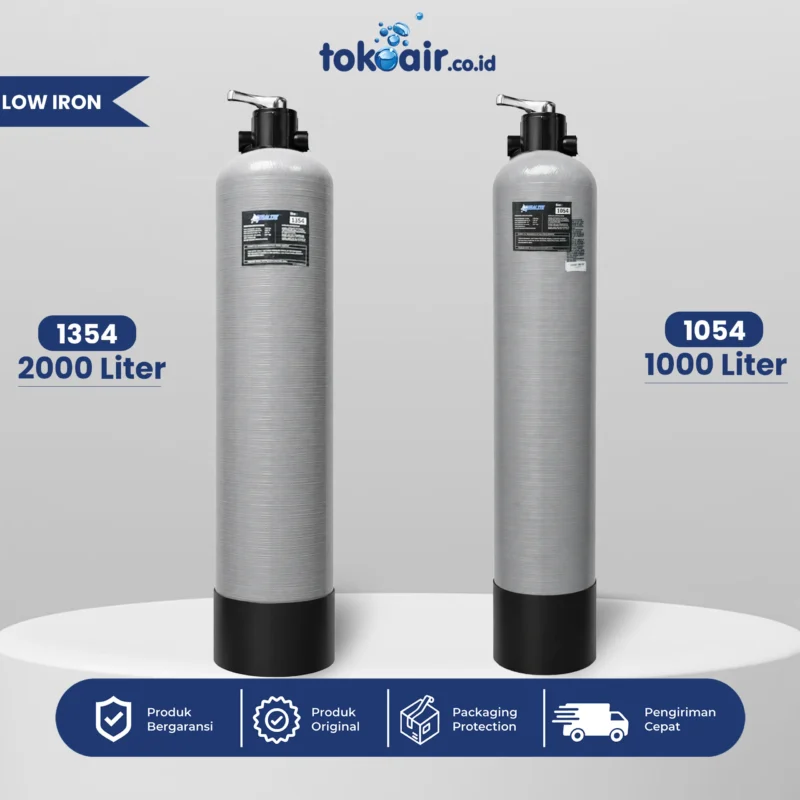 Komponen filter air Low Iron Removal tabung FRP Manganese Anthracite Greensand Desalite mekanisme manual penjelas solusi air keruh berminyak endapan hitam sistem Filter RO